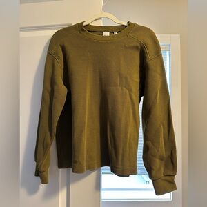 Aritzia-TNA Waffle Knit Sweater | Olive Green